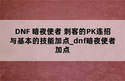 DNF 暗夜使者 刺客的PK连招与基本的技能加点_dnf暗夜使者加点